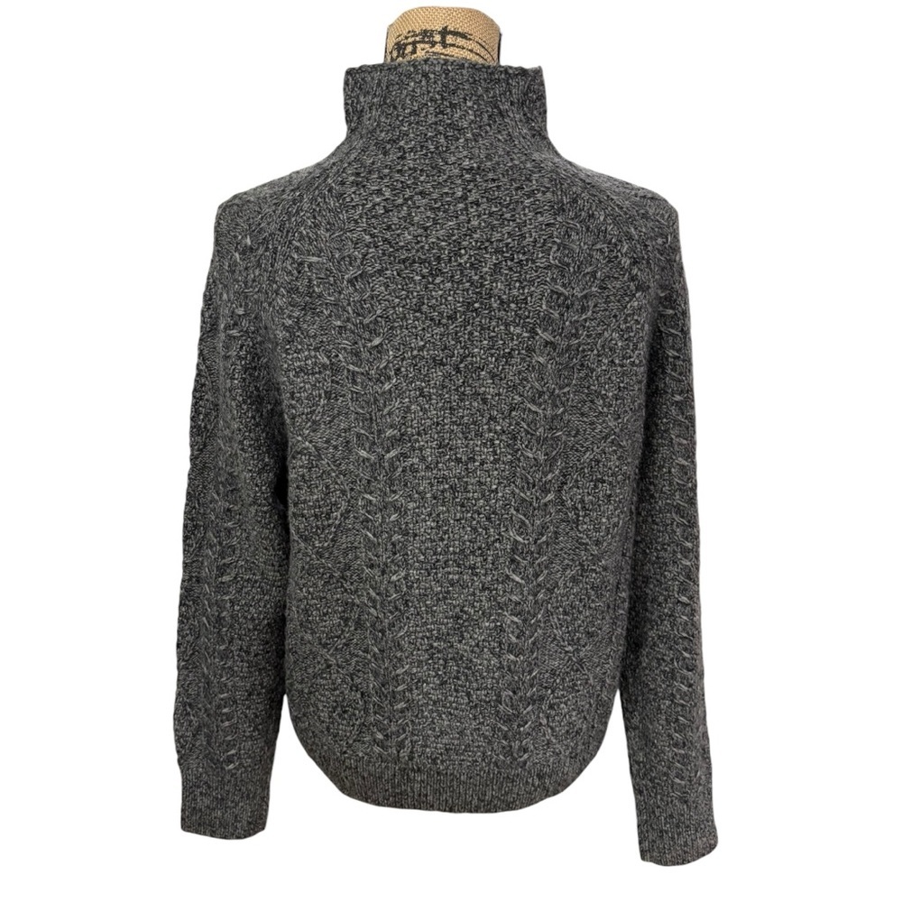 Vince Cable Knit Wool Cashmere Mock Neck Sweater Grey Size Small Fisherman - Picture 2 of 7